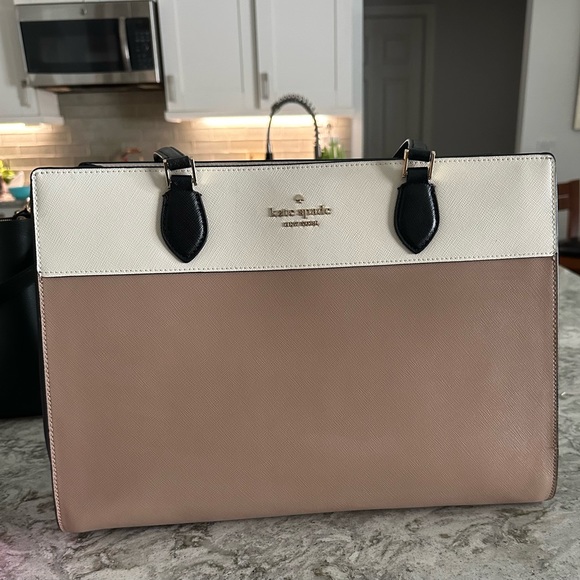 kate spade Handbags - kate spade Two-Tone Cream and Blush Satchel with Black Handles